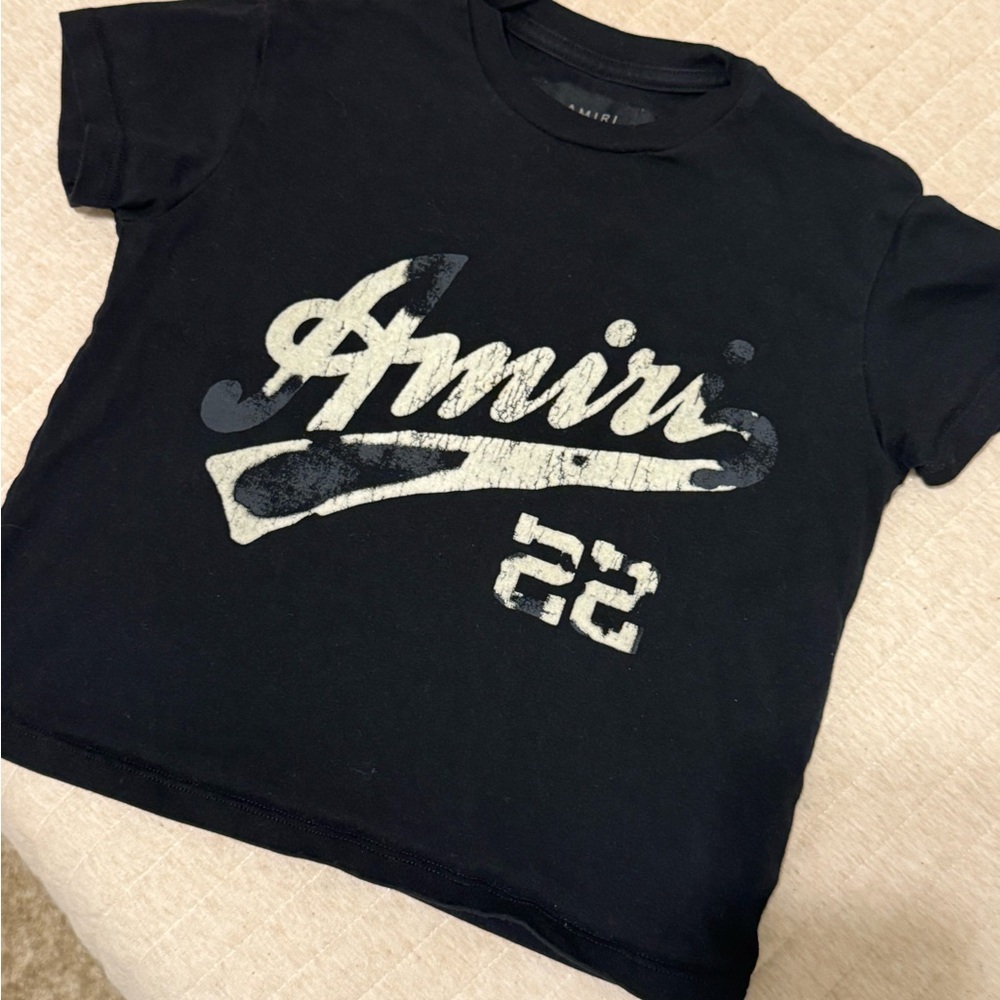 AMIRI Kids Black and White Logo Tee